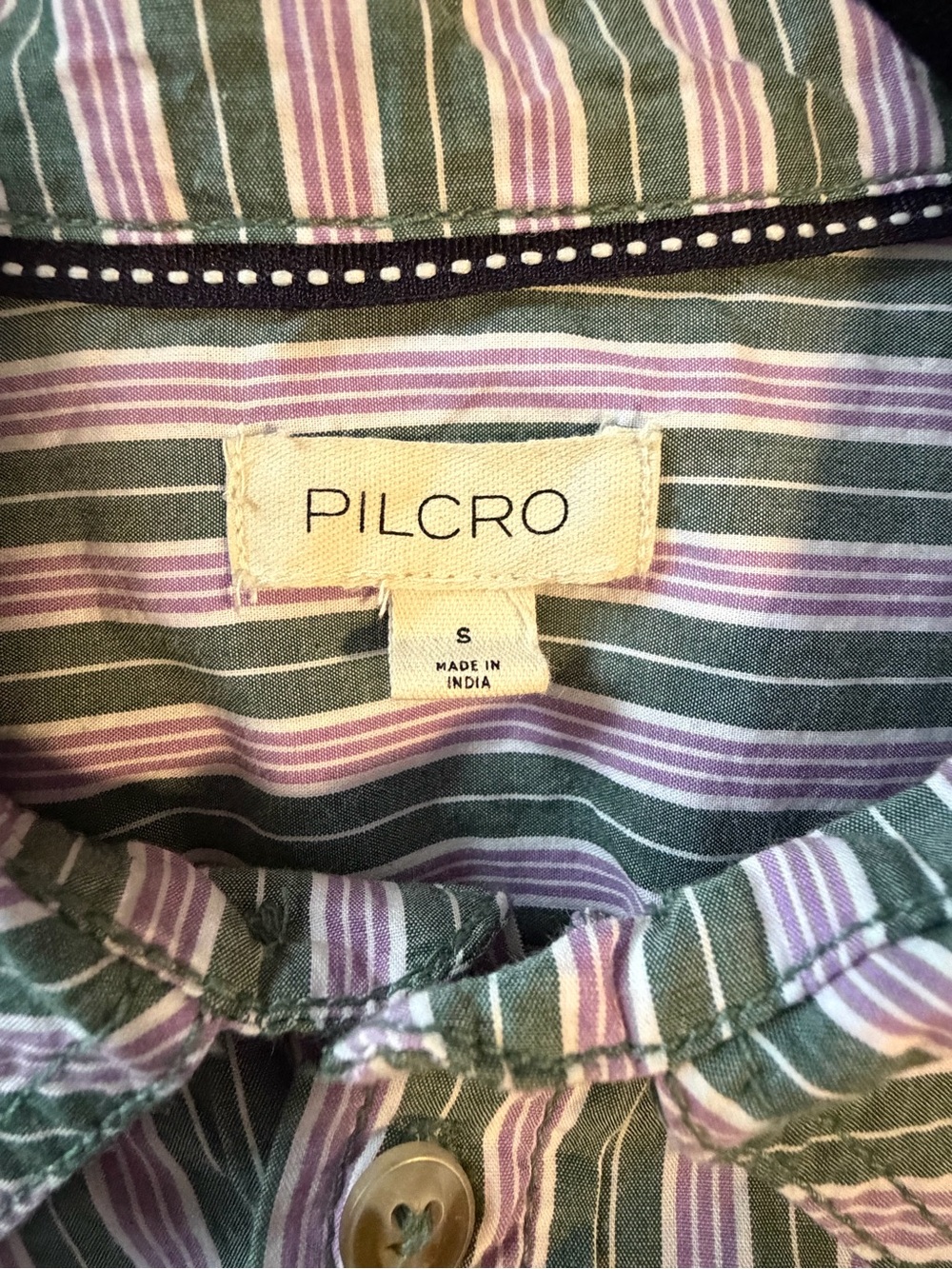 Pilcro Anthropologie Striped Cinched Waist Button Down Top S - Picture 4 of 5